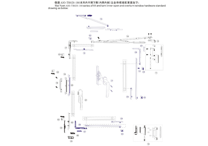 內(nèi)開內(nèi)倒五金系統(tǒng)